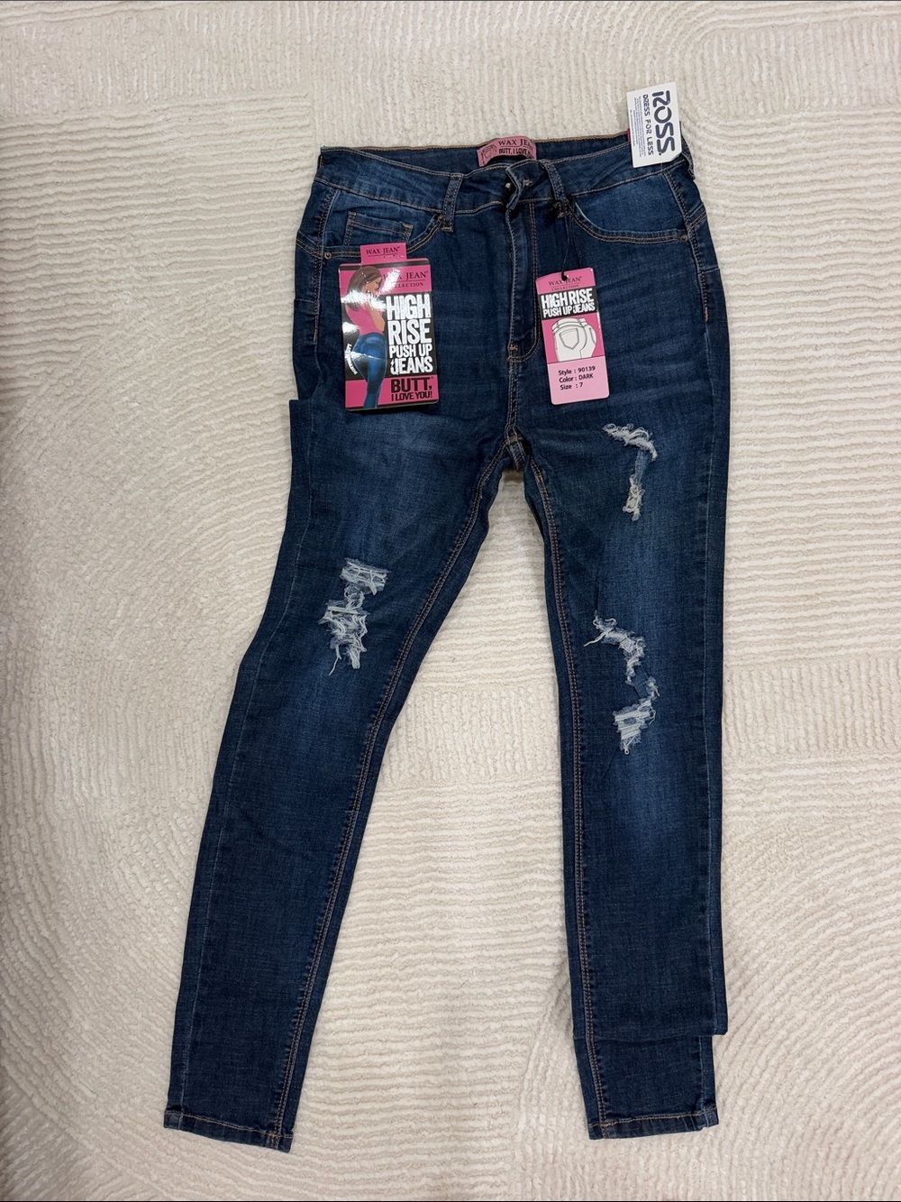 Wax Jean High Rise Distressed Skinny Jeans - Dark Blue